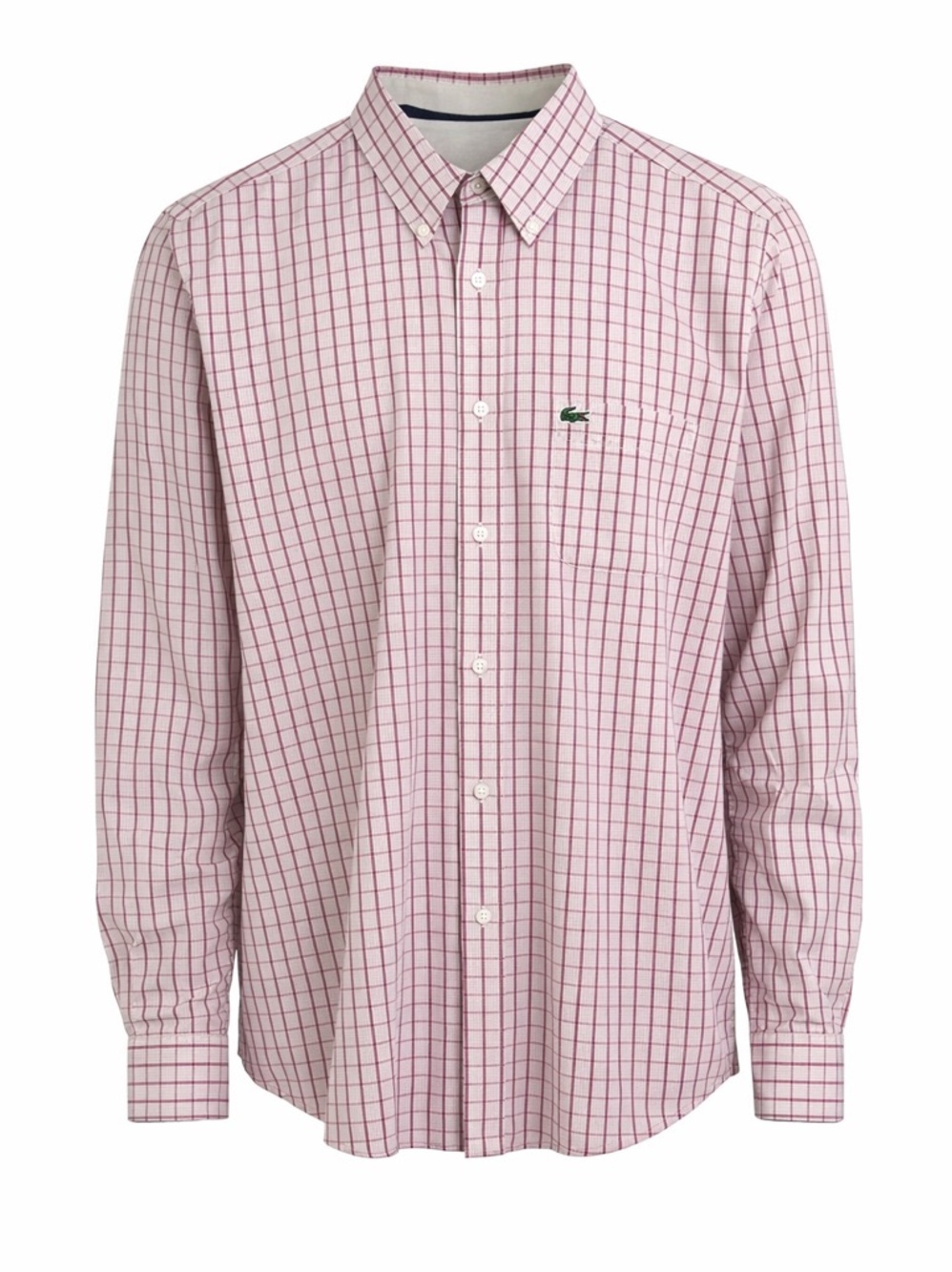 Lacoste Classic Fit Checkered Button-Down Shirt Size 46 (Pink Grid)